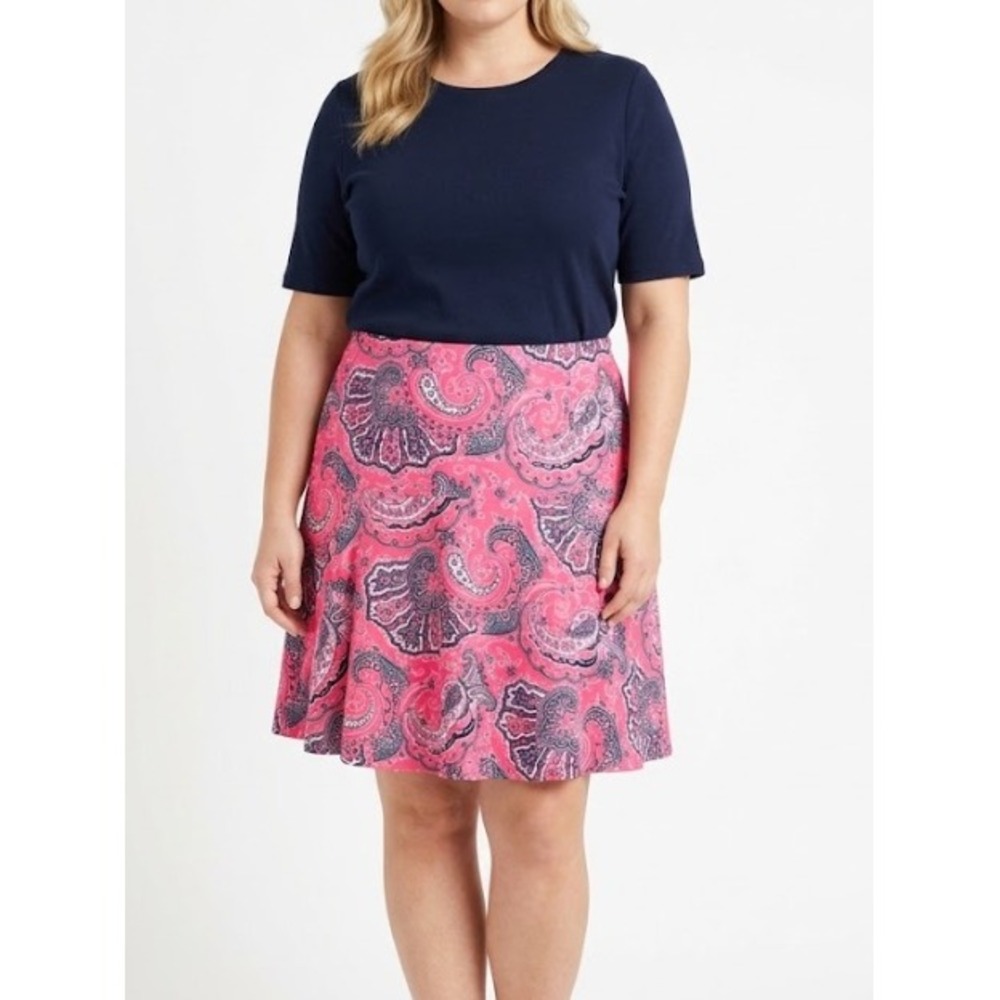 Lauren Ralph Lauren Skirt size 16 Pink Paisley A-Line Side Zip Preppy